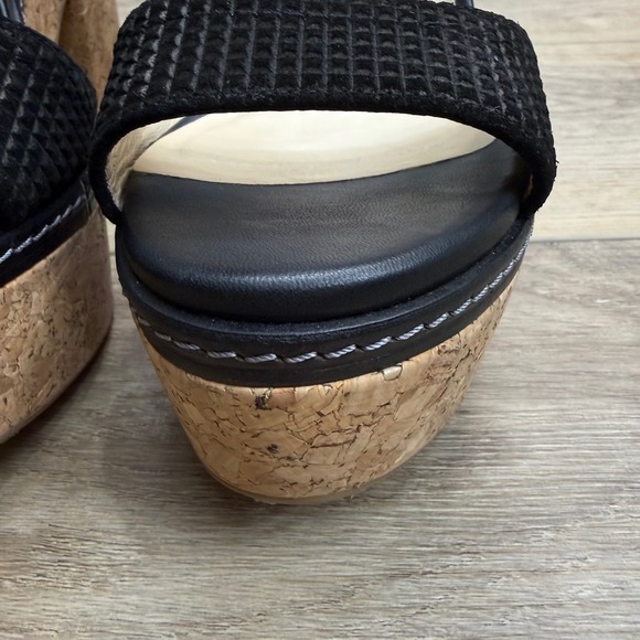 Jimmy Choo Naylor 135 Platform Sandals Black Suede Cork Heel Ankle‎ Strap Buckle - Picture 7 of 16